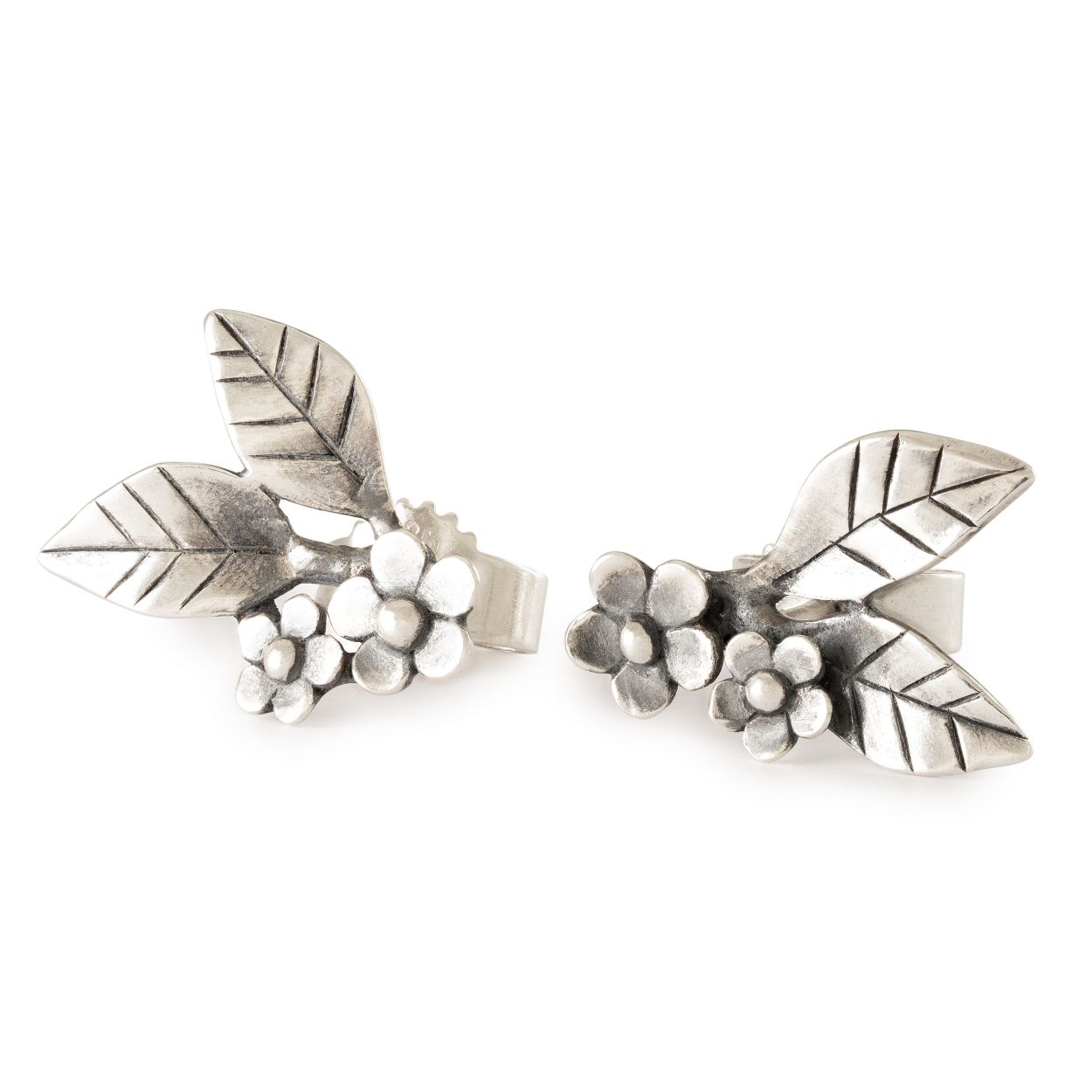 zilver oorknop bloem